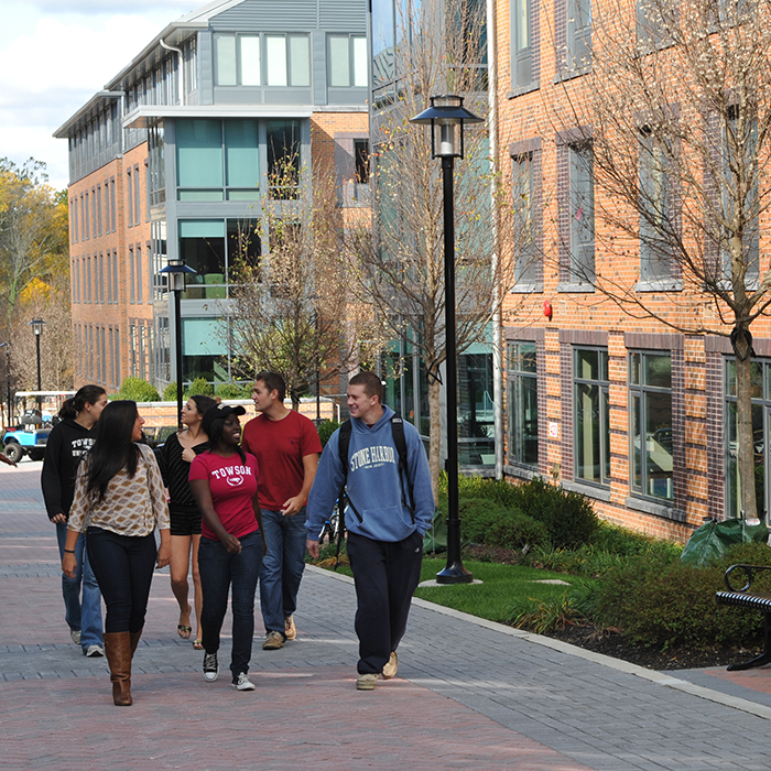 students walking on campus