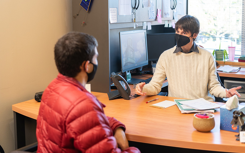 Disability specialist attending a student