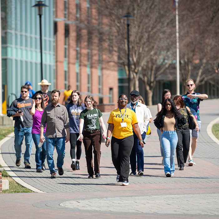 Families attend a TU campus tour