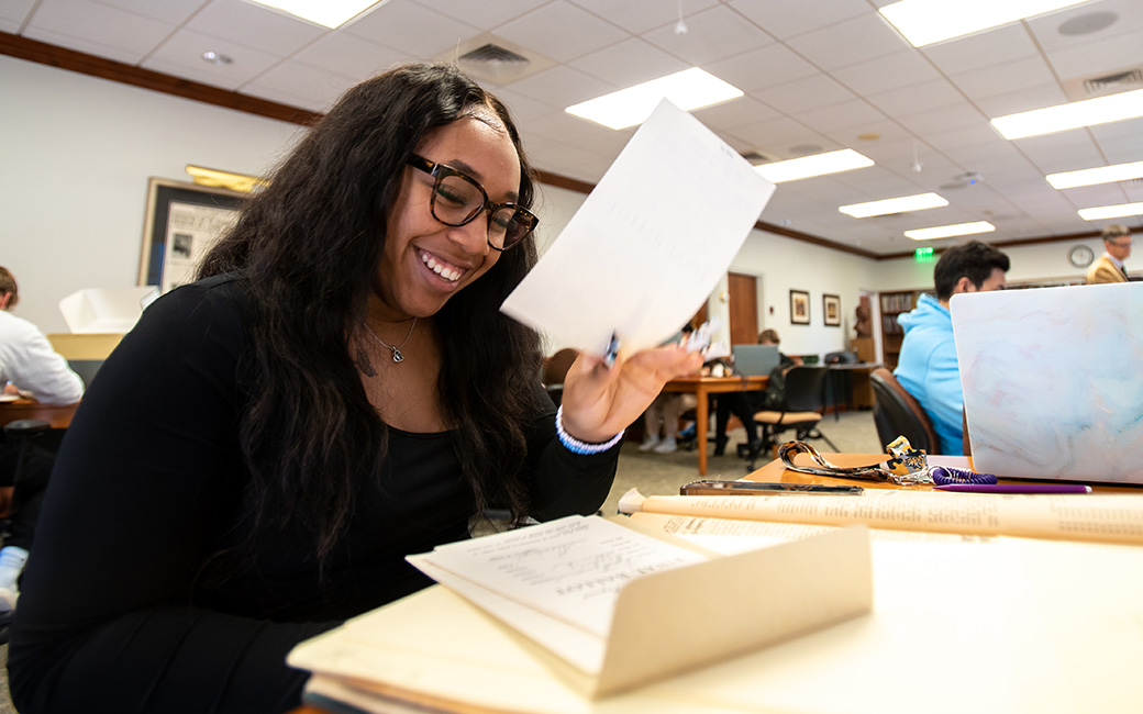 TU student working in class