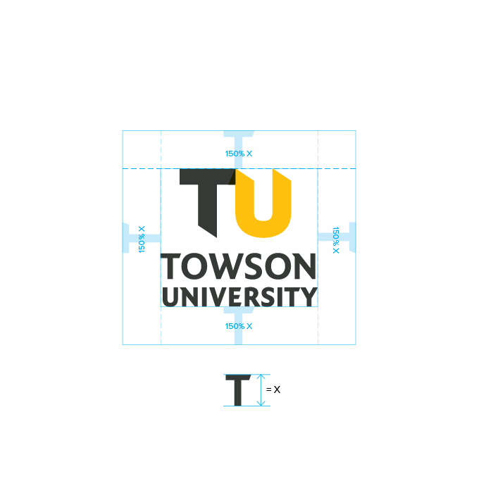 Clearance required for TU's vertical brandmark