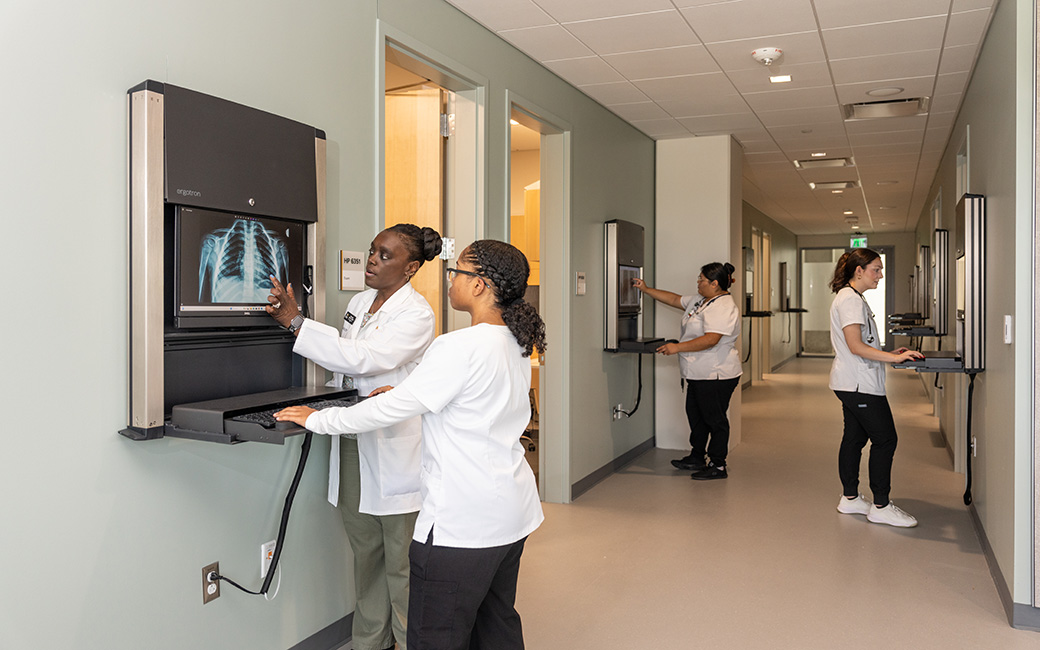 Simulation of a hospital hallway with x-rays