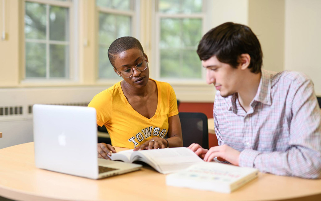 Students conducting research