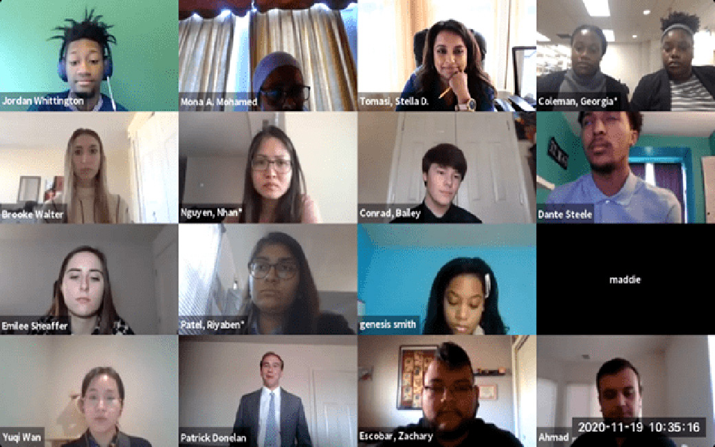 A photo of students on a video call
