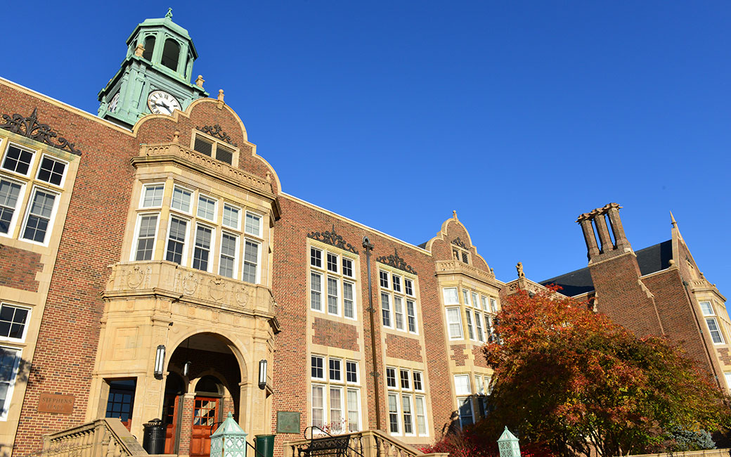 Brick building with clocktower