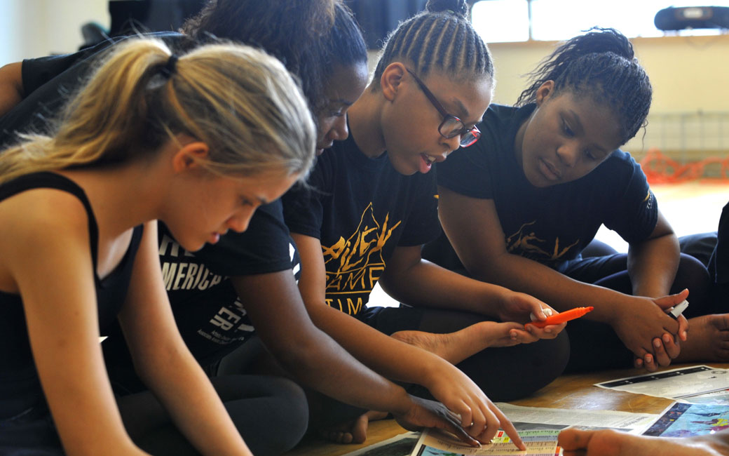 girls working together in a small group