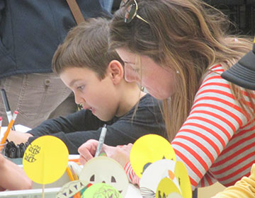 Child participating in art activties.