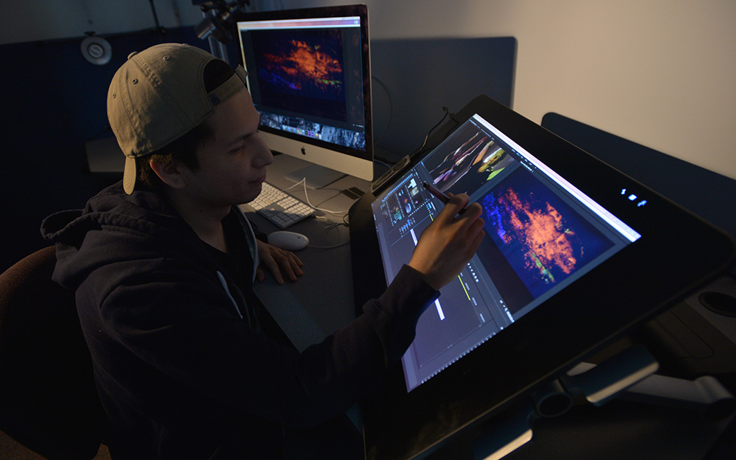 EMF Student in the Editing Lab