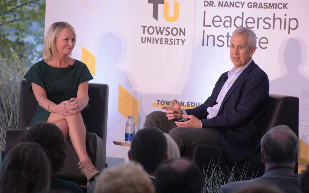 Erin Moran leading a discussion with noted restauranteur Danny Meyer