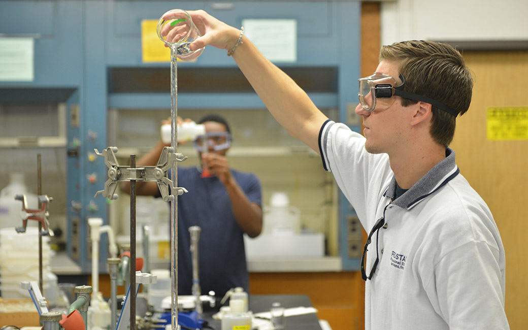 Students working in a chemistry lab