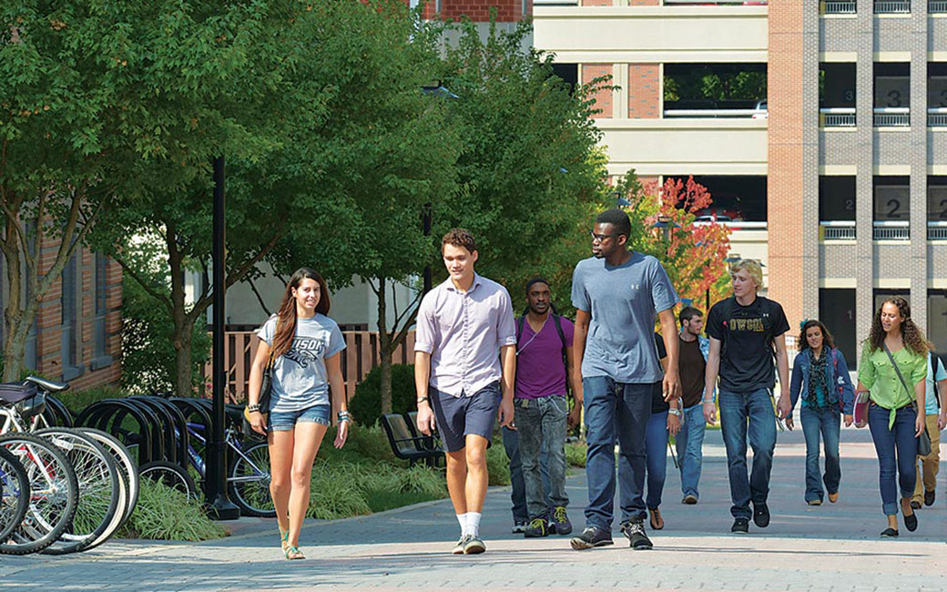 Students walking on campus