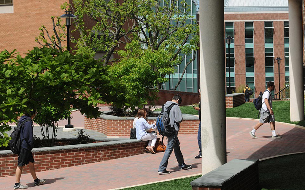Students walking on campus