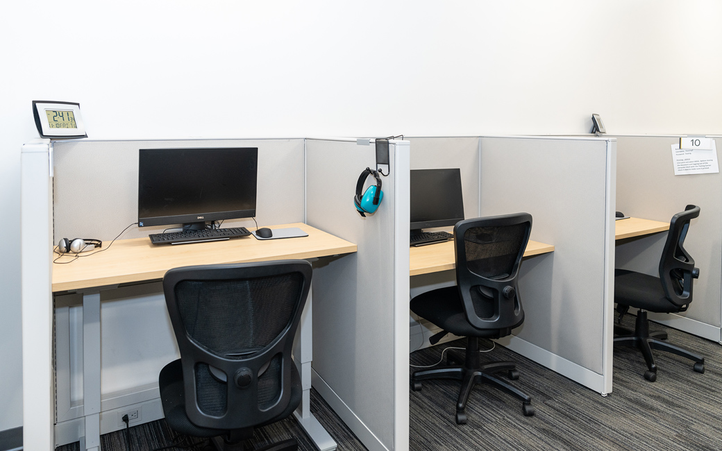 three testing cubicles in ADS testing center