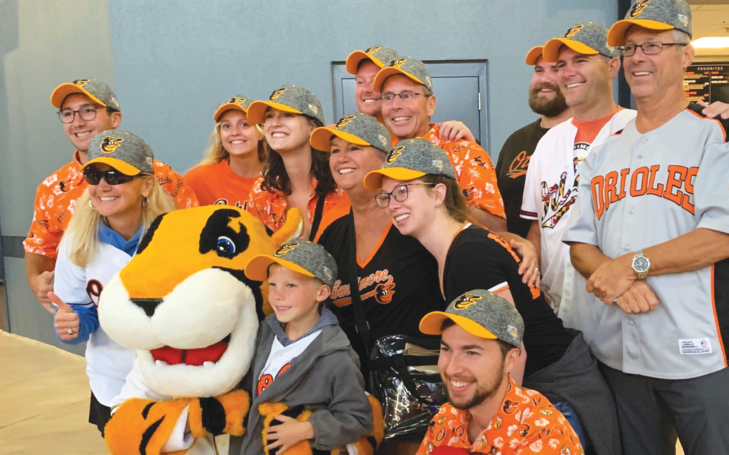 Doc with alums at an Orioles game