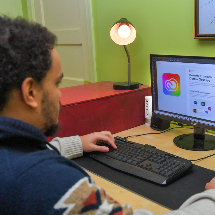 A student working on a computer