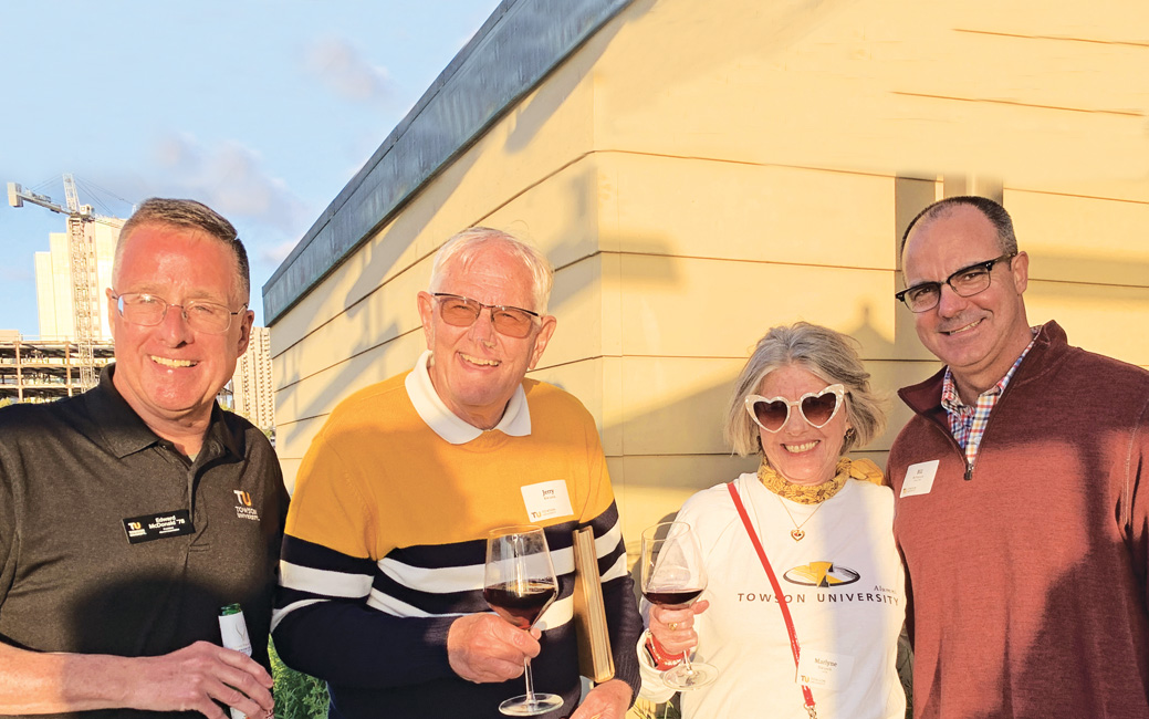 Edward McDonald ’78, Jerry Kwasek, Marlyne Kwasek ’75 and Bill McNamara ’94, ’98 (San Diego)