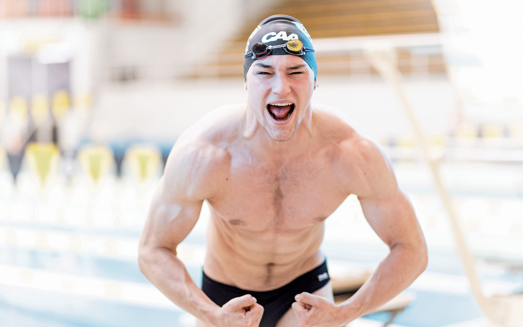 Brian Benzing flexing at Burdick Pool