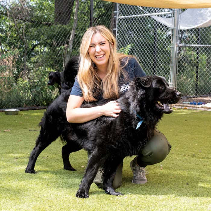 Bailey Deacon with a dog