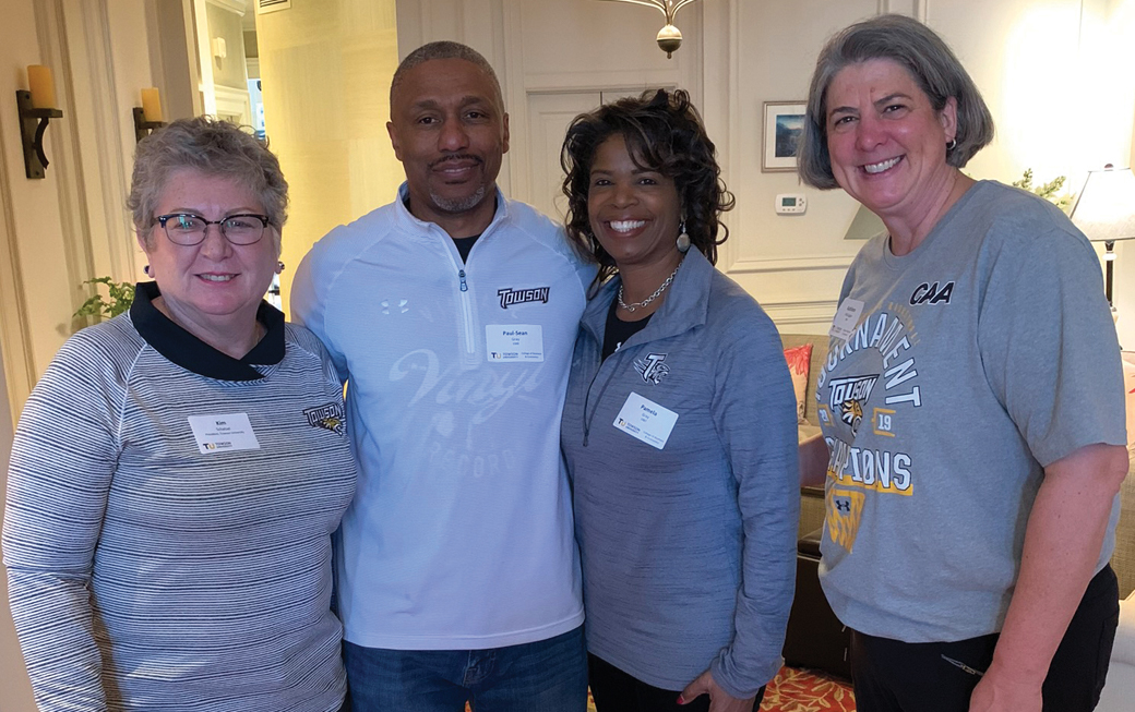 President Schatzel, Paul-Sean Gray ’88, Pamela Gray ’87 and Kathleen McQuiggan ’90