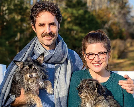 Elfreth with partner Evann and two dogs