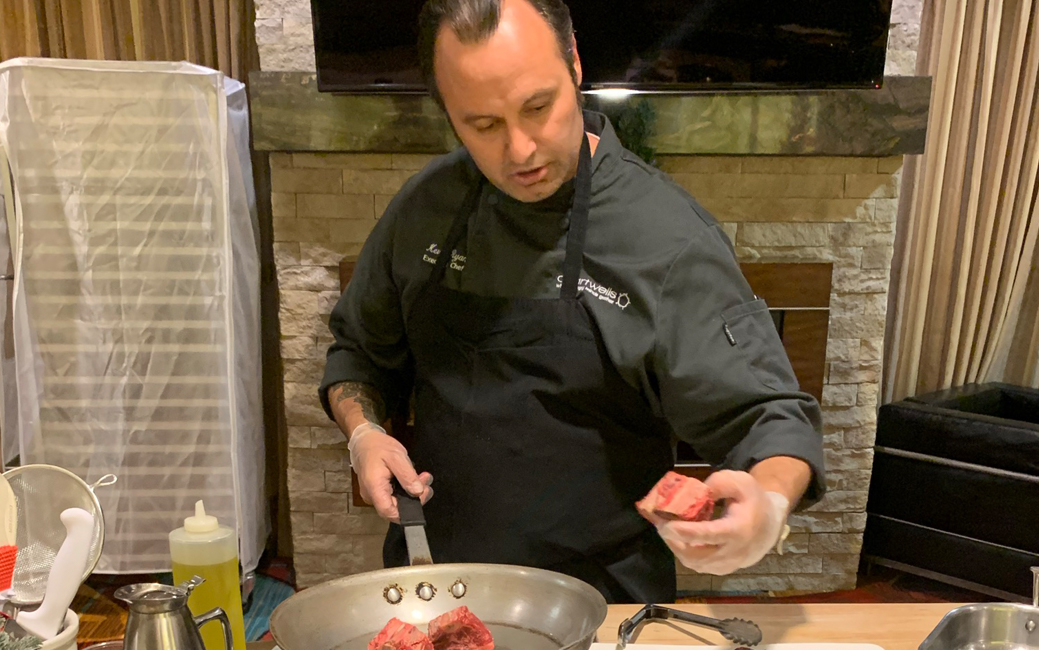 Chef Ryan shows how to sear short ribs. 
