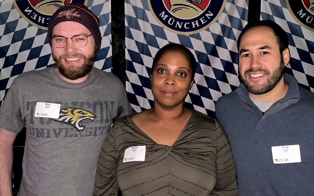 Bear Bruun ’14, Cherie Nicols ’99 and Keith Cohen ’08