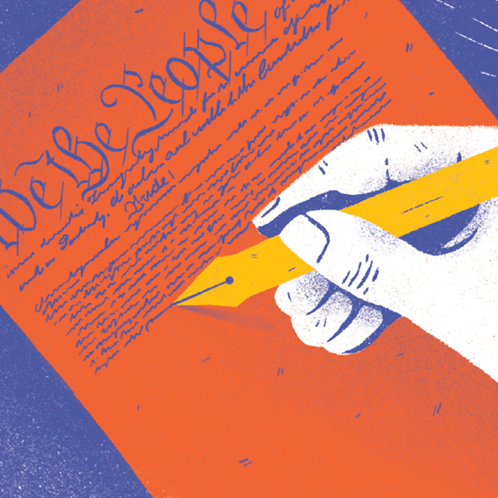Illustration of a hand writing