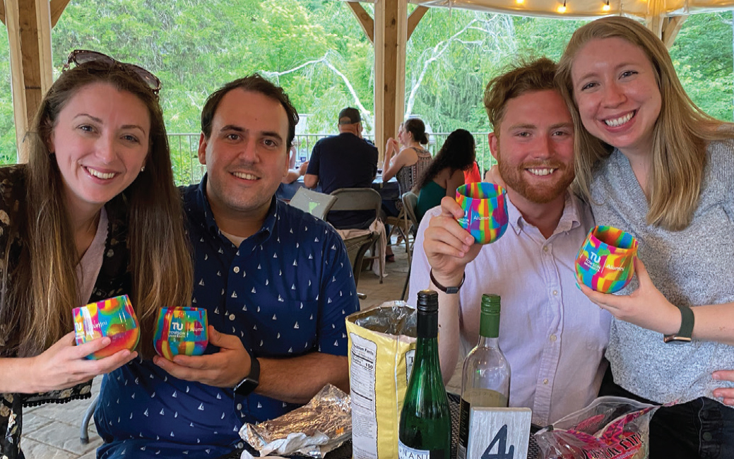 Stephanie Brain ’15; Christopher Young ’15, ’17; and Matthew ’15 and Danielle Hyde ’15, ’17