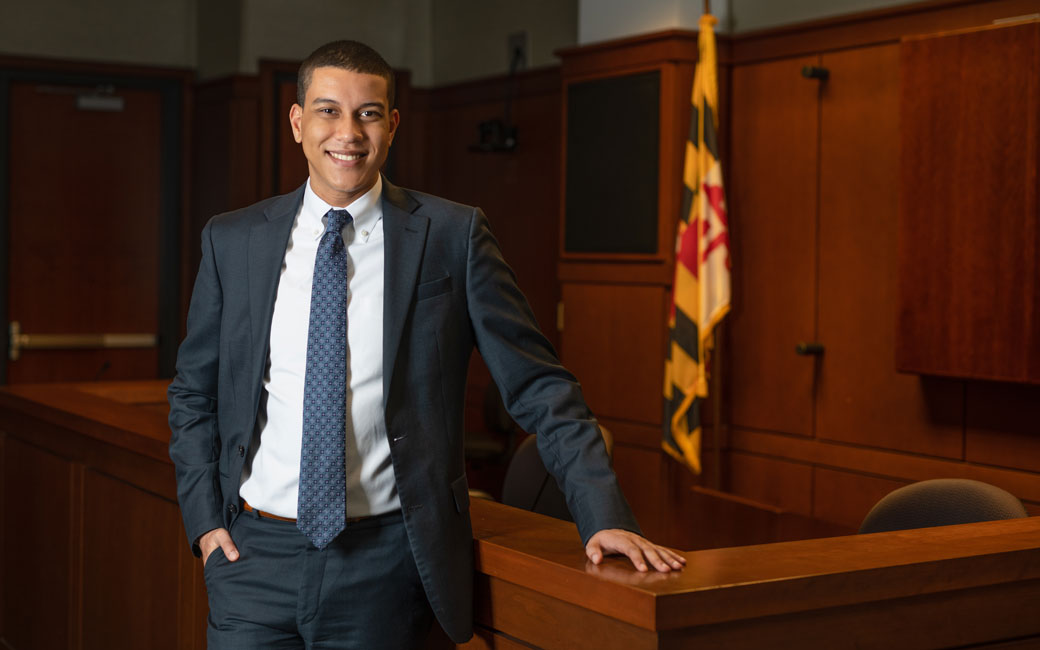 Brandon Wharton '17 inside the courtroom