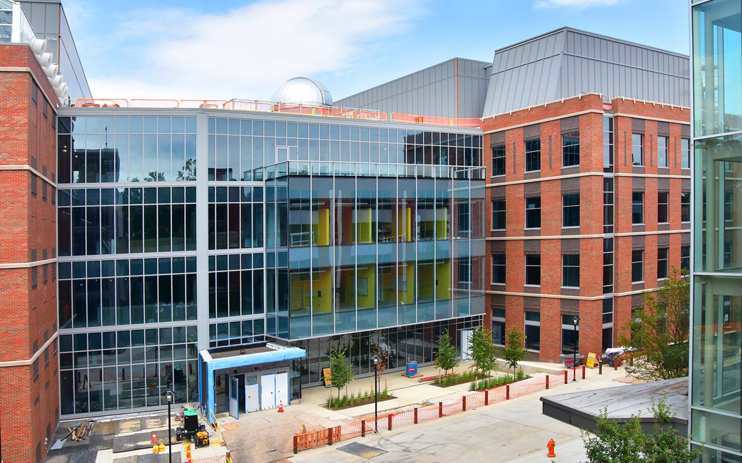 Science Complex construction, shows observatory