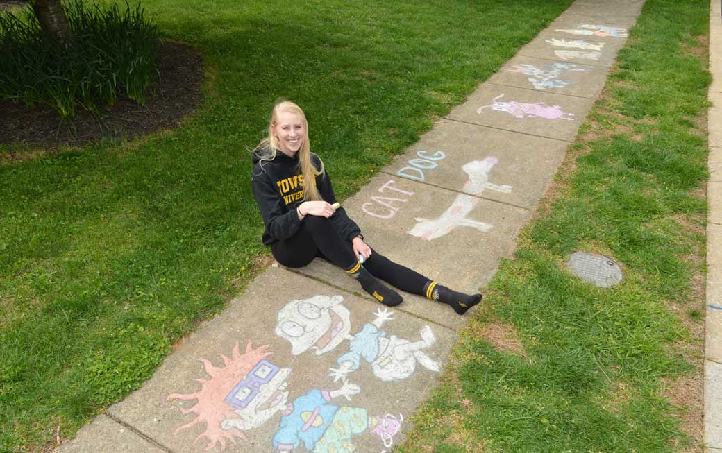 Danielle Francy with her drawings