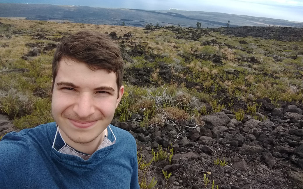 David Hislop '22 at the Kaʻū Desert in Hawaii