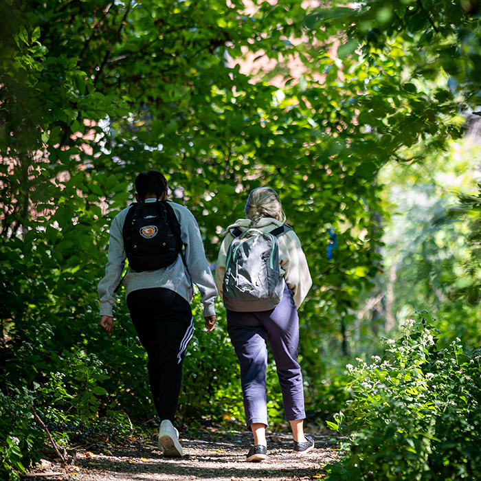 Students walking in the Glen