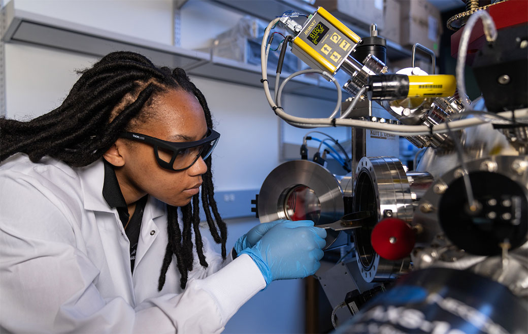 Student working in engineering lab