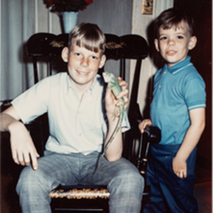 Jack (seated) with his brother.
