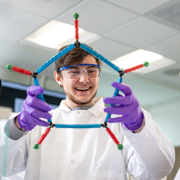 Student in biology lab