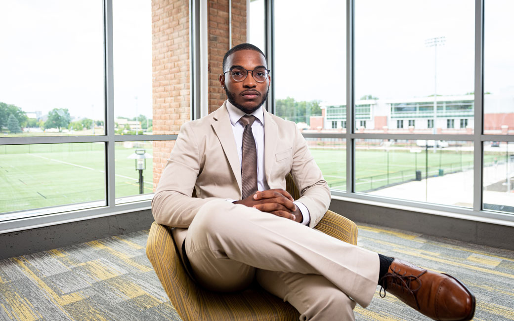 SGA President Jordan Colquitt sitting in the Union