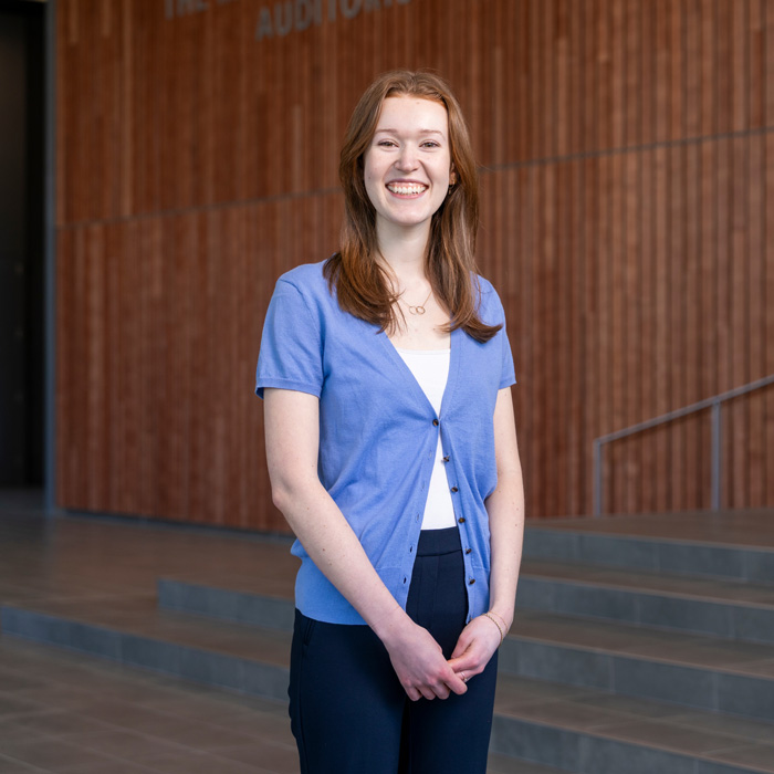 Kay Walter posing in the Health Professions Building