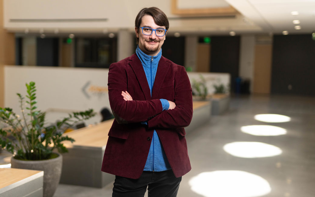 Marcus Rose inside the Science Complex