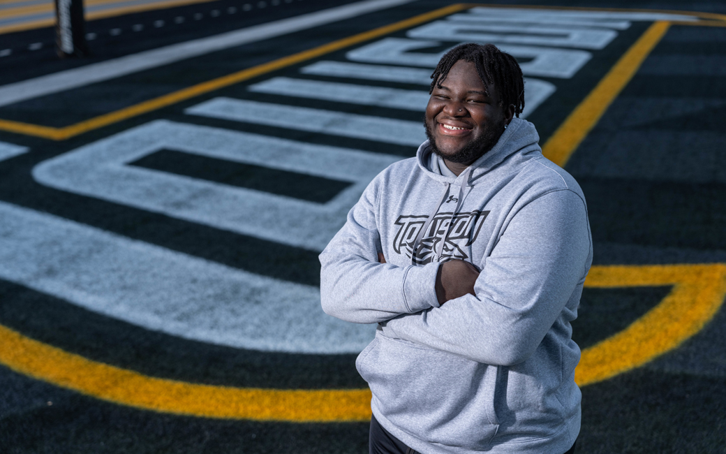 Mathias Adjingbaruk in the Unitas Stadium endzone