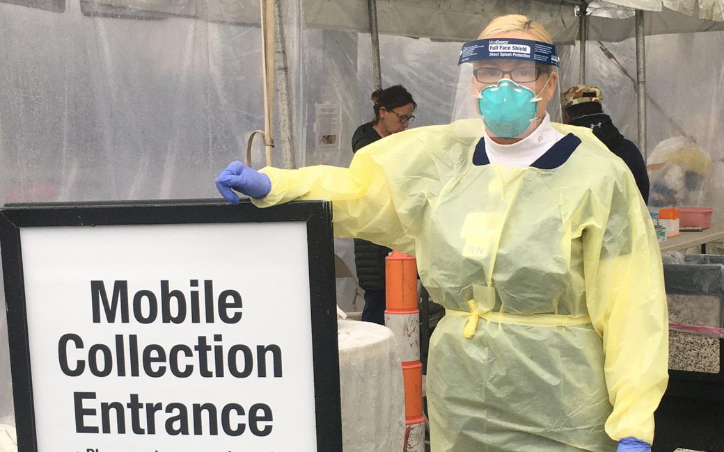 Teresa Nikstaitis at a mobile testing center