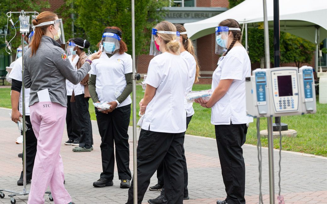 Nursing students outdoors