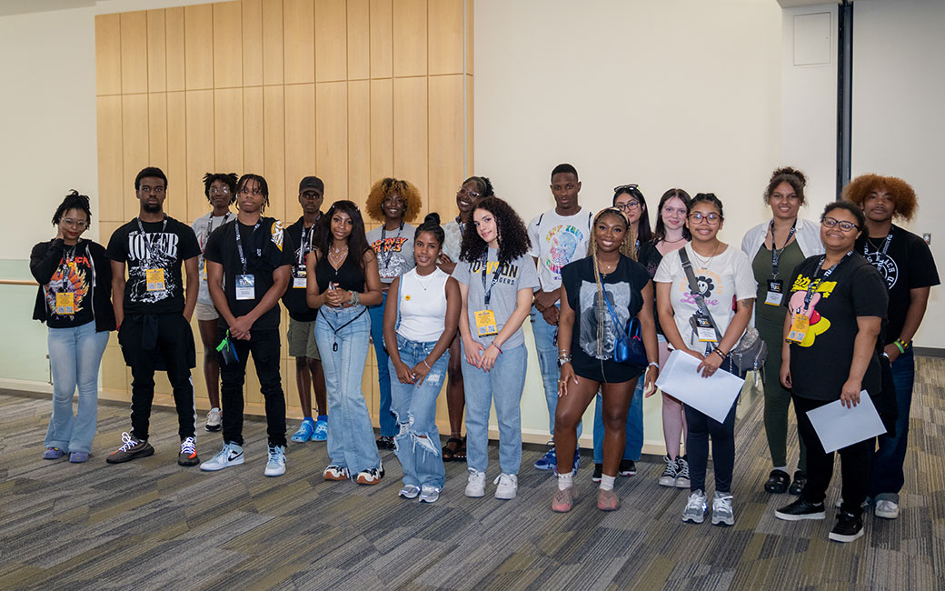 Group of students in TU4Balt cohort pose for a photo in the University Union.