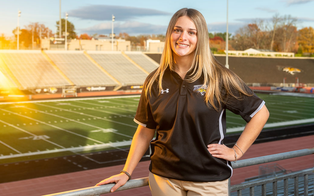 Sara Bianco '22 outside of Unitas Stadium