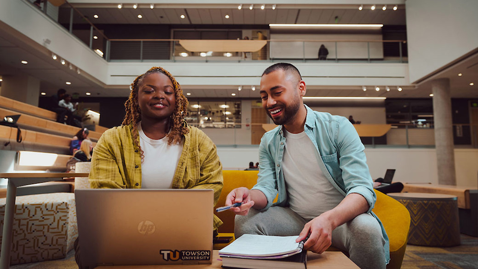 Students sitting together in the Science Complex 