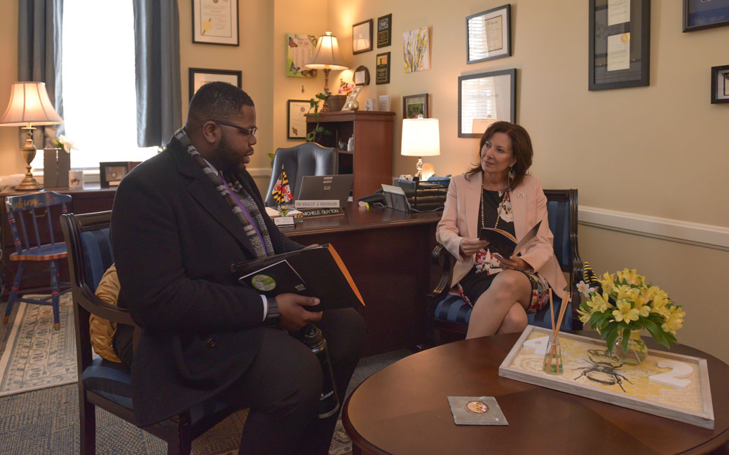 Towson University students meet with Maryland State Delegate Michele Guyton