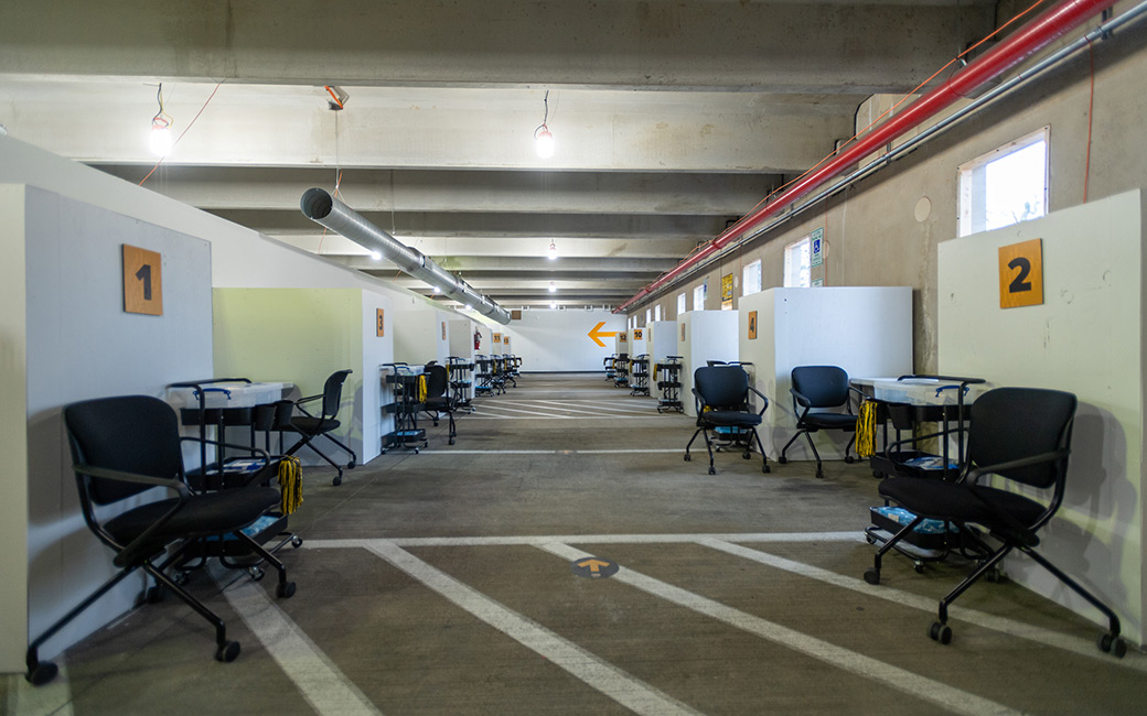 Numbered private testing areas