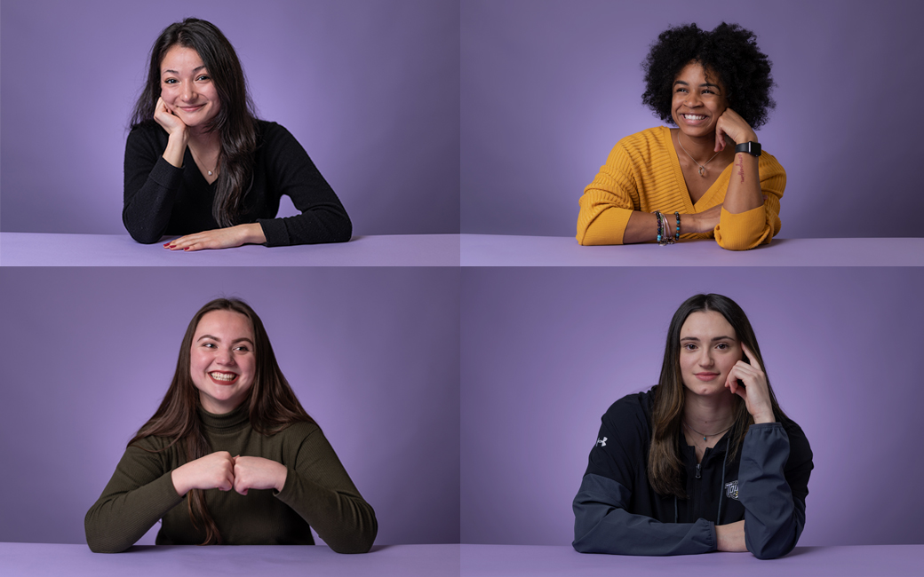 A collage of female students