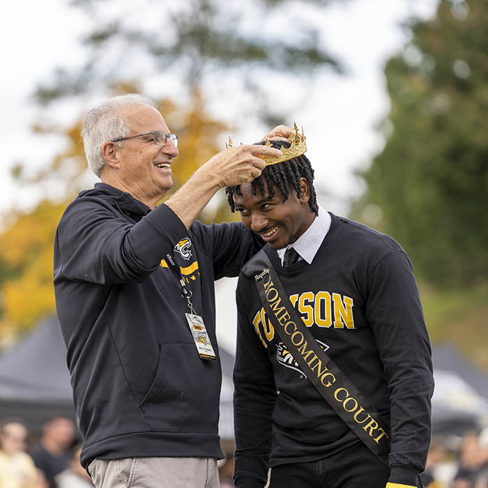 President Ginsberg and student