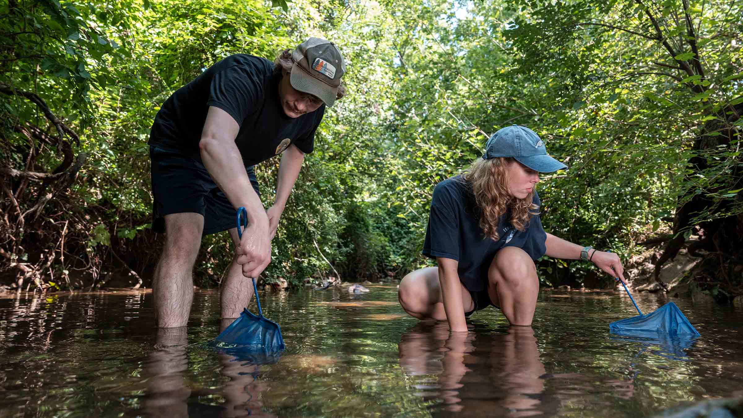 TU students doing field work